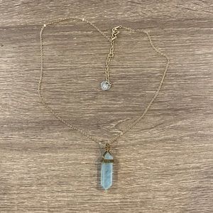 Light Blue Stone and Gold Necklace
